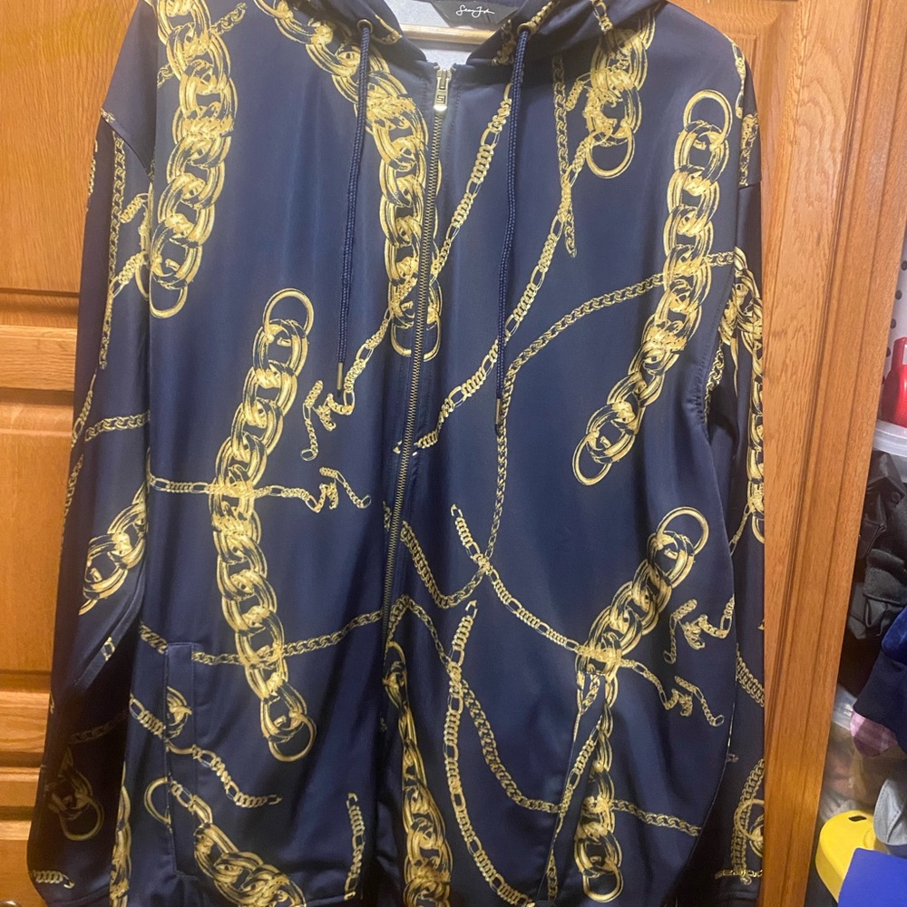 Sean John Hoodie Blue/ Gold Chains